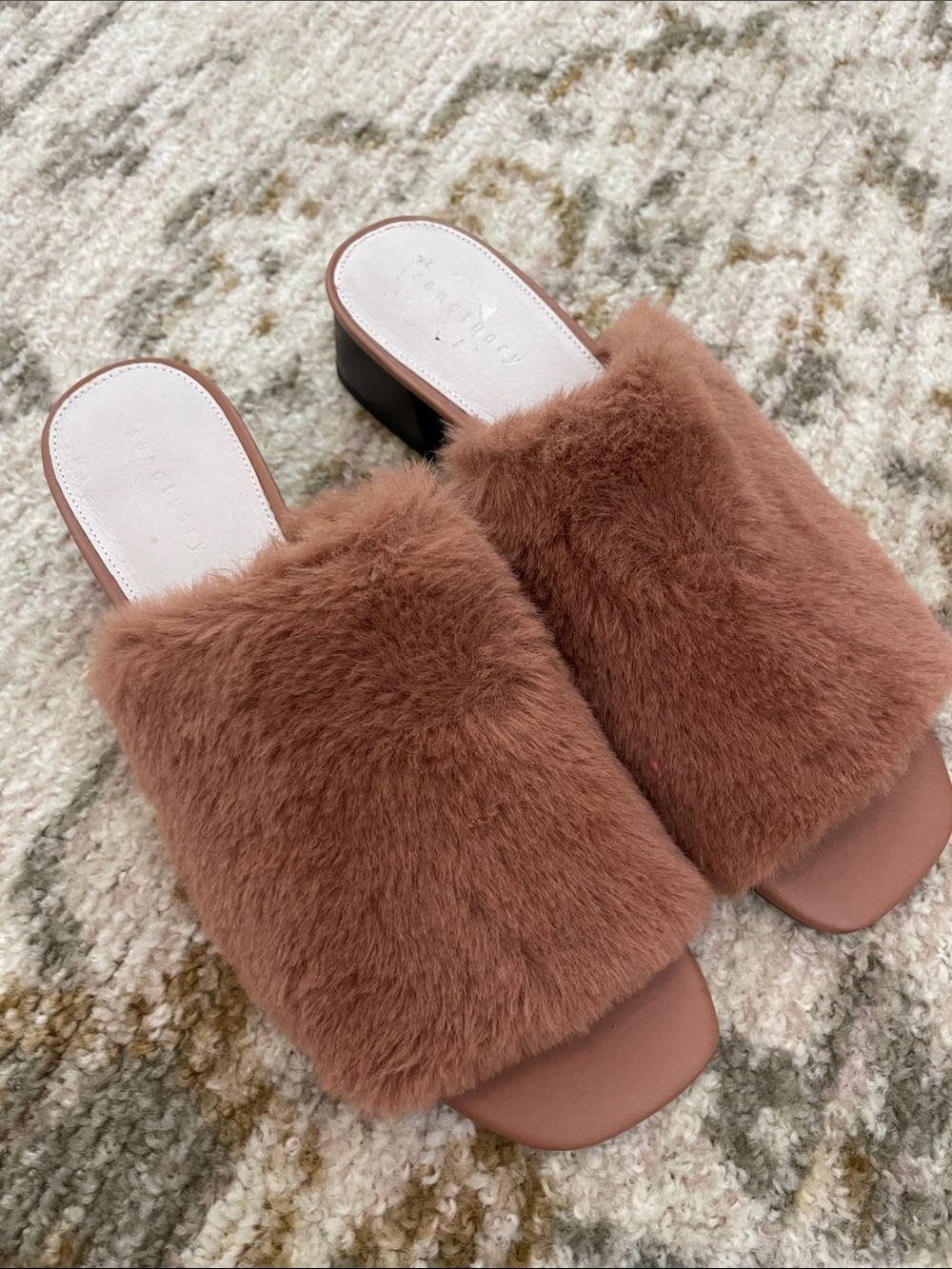 Sanctuary Faux Fur Slide Heels in Dusty Rose - Women's